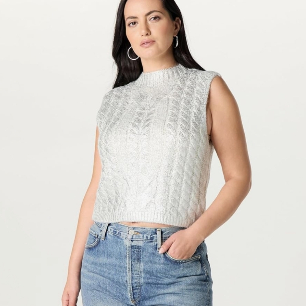 NWT The Drop Skye Metallic Foil Sweater Vest Size Woman's XXL